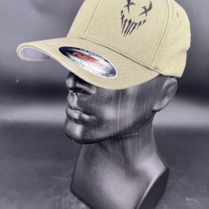 Flexfit twill hat with embroidered X-face- OD Green/Black